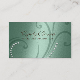 Green Shimmer und Crystals Business Card Visitenkarte
