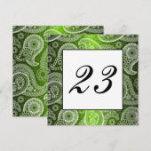 Green Shimmer White Lace Paisley Tischnummer (Vorne/Hinten)