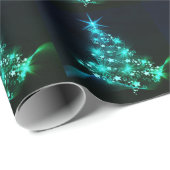 Green Shine of Stars on Christmas Tree Dark Geschenkpapier (Rolleneckpunkt)