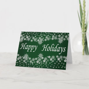 Green Shining Stars Happy Holiday Greetings Card Feiertagskarte