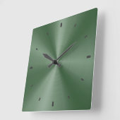 Green Shiny Metallic Design Stainless Steel Look Quadratische Wanduhr (Winkel)