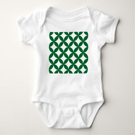 Green Shippo Muster Baby Romper - Japanischer Trad Baby Strampler (Vorderseite)