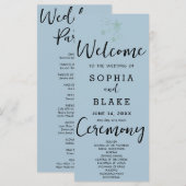 Green Shooting Stars Blue Gray Wedding Program (Vorne/Hinten)