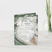 Green Silk & Ivory Pearl Wedding Shower Invitation Einladung (Vorderseite)