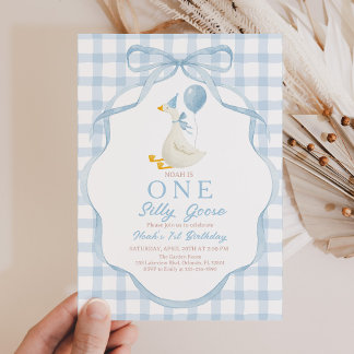 Green Silly Goose Birthday Invitation Einladung