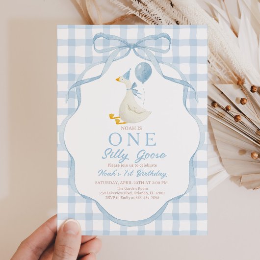 Green Silly Goose Birthday Invitation Einladung