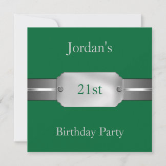 Green Silver 21. Elegant Male Geburtstagsparty Einladung