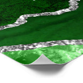 Green Silver Agate Wedding Seating Chart 12 Table Poster (Ecke)