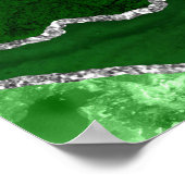 Green Silver Agate Wedding Seating Chart 12 Table Poster (Ecke)