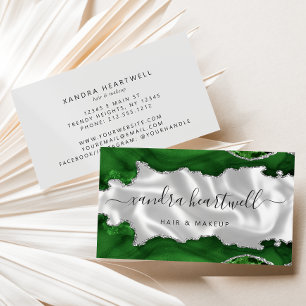 Green Silver Agate White Luxe Visitenkarte