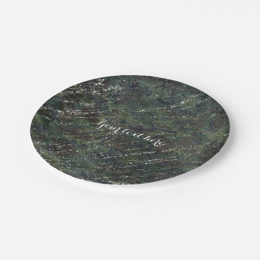 Green & Silver Army Camouflage Sparkle Glam Party Pappteller (Schrägansicht)