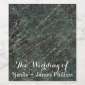 Green & Silver Army Camouflage Sparkle Glam Weddin Weinetikett (Einzelnes Label)