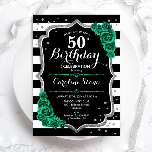 Green Silver Black 50. Geburtstag Einladung