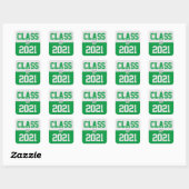 Green & Silver Class 2024 Abschluss Quadratischer Aufkleber (Blatt)