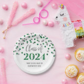 Green Silver Confetti Abschluss 2024 Pappteller (Party)