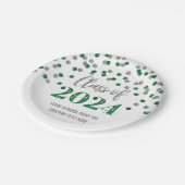Green Silver Confetti Abschluss 2024 Pappteller (Schrägansicht)