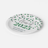 Green Silver Confetti Abschluss 2025 Pappteller (Schrägansicht)