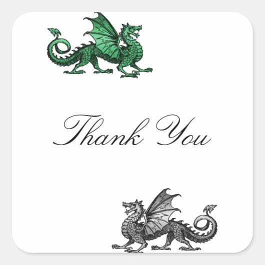 Green Silver Dragon Danke Stickers (Vorderseite)