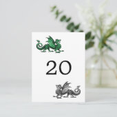 Green Silver Dragon Tischnummer Postcard (Stehend Vorderseite)