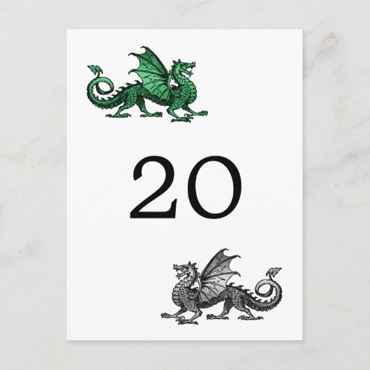 Green Silver Dragon Tischnummer Postcard (Vorderseite)