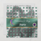 Green Silver Foil Glitzer Lila Moon Valentine Einladung (Vorne/Hinten)