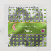 Green Silver Foil Gold Glitzer Pink Moon Valentine Einladung (Vorne/Hinten)
