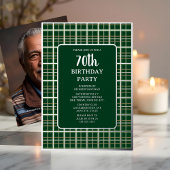 Green Silver Geometric 70. Custom Birthday Party Folieneinladung