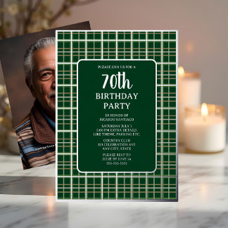 Green Silver Geometric 70. Custom Birthday Party Folieneinladung