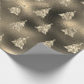 Green Silver Glitter Christmas Tree Glam Geschenkpapier (Ecke)