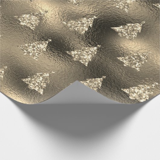 Green Silver Glitter Christmas Tree Glam Geschenkpapier (Ecke)