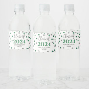 Green Silver Glitzer Confetti Abschluss Wasserflaschenetikett