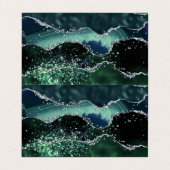 Green Silver Glitzer Marble Geode Agate Faltbus Visitenkarten (Innenseite Aufgefaltet)