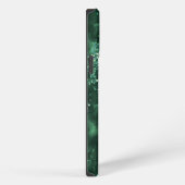 Green Silver Glitzer Marble Geode Agate Monogram iPhone Hülle (Rechte Seite)