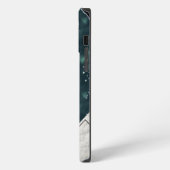 Green Silver Glitzer Marble Geode Agate Monogram iPhone Hülle (Linke Seite)