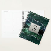 Green Silver Glitzer Marble Geode Agate Monogram Planer (Anzeige)