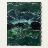 Green Silver Glitzer Marble Geode Agate Monogram Planer (Rückseite)
