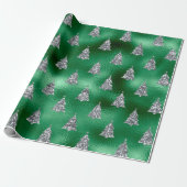 Green Silver Glitzer Weihnachtsbaum Glam Geschenkpapier (Ungerollt)