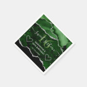Green & Silver Imitats Glitzer Agate Marble Sweet  Serviette (Ecke)