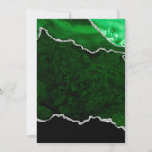 Green & Silver Imitats Glitzer Agate Marble Weddin Einladung (Rückseite)