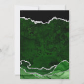 Green & Silver Imitats Glitzer Marble Agate Weddin Save The Date (Rückseite)