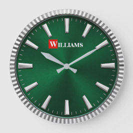 Green & Silver Luxury Emerald Große Wanduhr