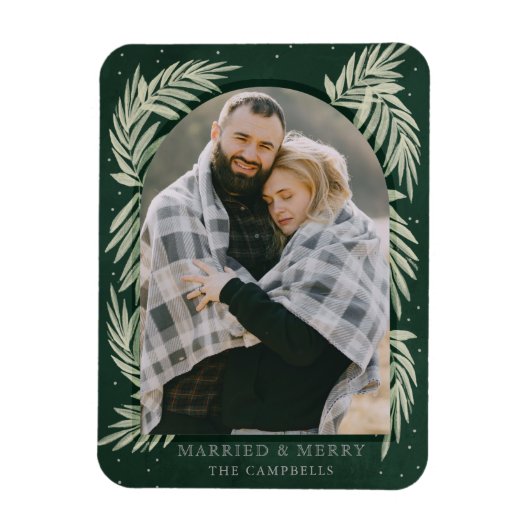 Green Silver Merry Arch Botanischer Foto Urlaub Magnet (Vertikal)