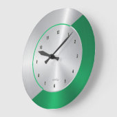 Green & Silver Modern Metallic Geometric Design Große Wanduhr (Winkel)