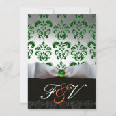 GREEN SILVER RIBBON & SCHWARZ DAMASK MONOGRAMM Ora Einladung (Vorderseite)