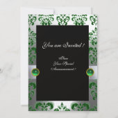 GREEN SILVER RIBBON & SCHWARZ DAMASK MONOGRAMM Ora Einladung (Rückseite)