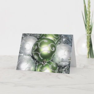'Green & Silver Sparkle' Card - Freude & Helligkei Feiertagskarte