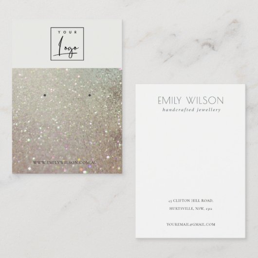 Green Silver Sparkle Glitzer Logo Orange Display Visitenkarte (Vorne/Hinten)