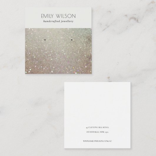 Green Silver Sparkle Glitzer Shiny Earring Display Quadratische Visitenkarte (Vorne/Hinten)