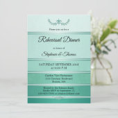 Green Silver Strip Ton sur Ton Probe Abendessen Einladung (Stehend Vorderseite)