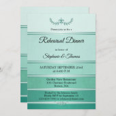 Green Silver Strip Ton sur Ton Probe Abendessen Einladung (Vorne/Hinten)